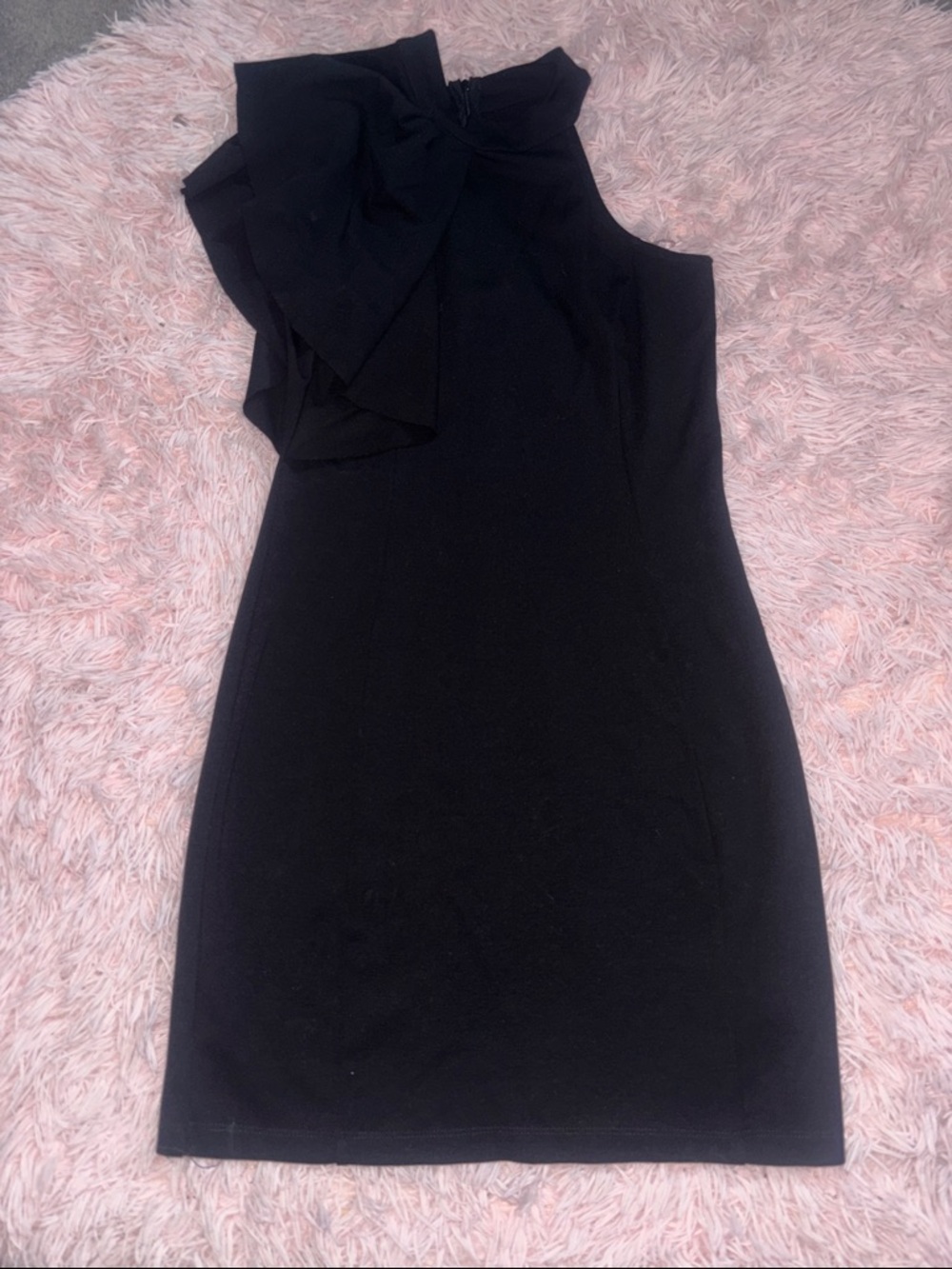 Black One-Shoulder Ruffle Sheath Dress